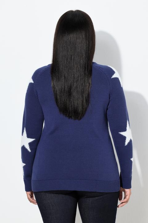 Produktbild Ulla Popken Pullover, Glitzersterne, Rundhals, Raglan-Langarm (50, 52)