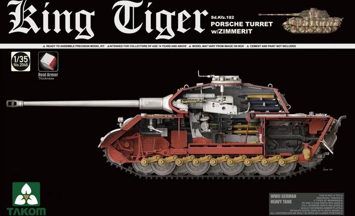 Produktbild Takom 1:35 2046 King Tiger - Sd.Kfz.182 Porsche Turret w/Zimmerit Plastic Modelbouwpakket