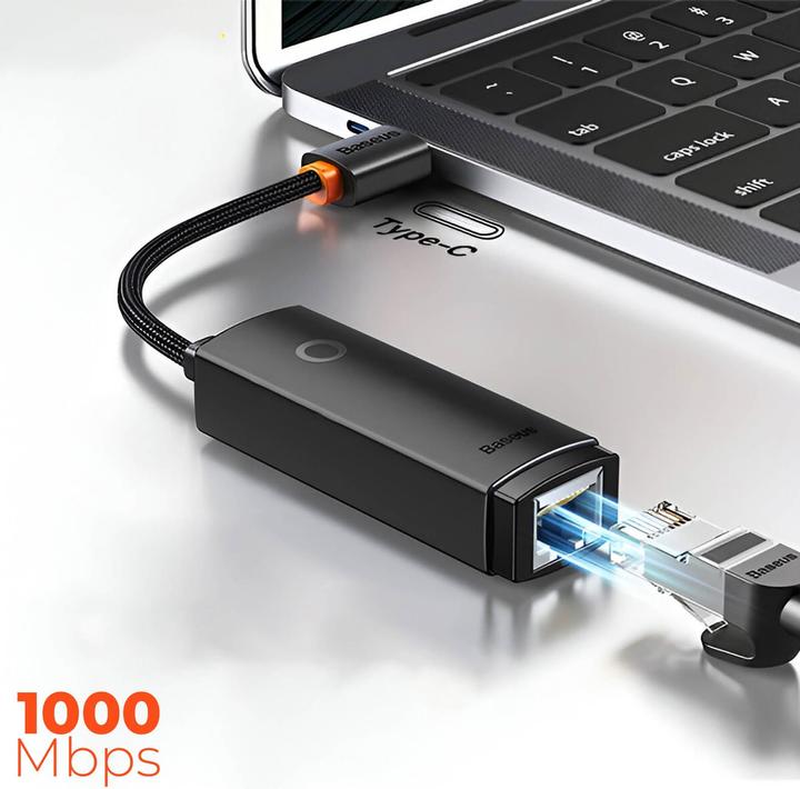 Immagine prodotto Baseus Adattatore di rete da USB-C a RJ45 serie Lite (nero) (USB-C, RJ45 (1x))
