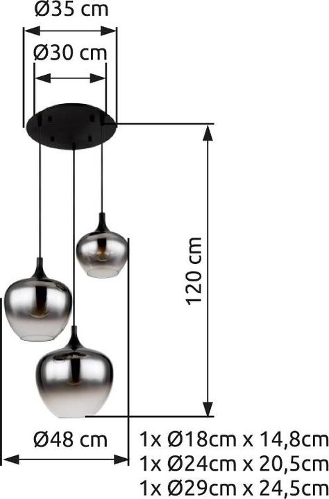 Produktbild Globo Hängeleuchte Maxy schwarz matt 3xE27 (E27)