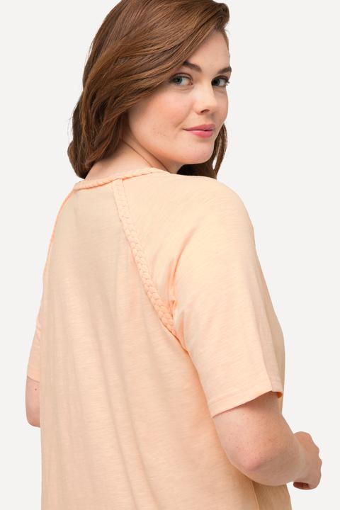 Immagine prodotto Ulla Popken T-shirt di cotone biologico con orlo a punte, scollatura a V e mezze maniche (46, 48)