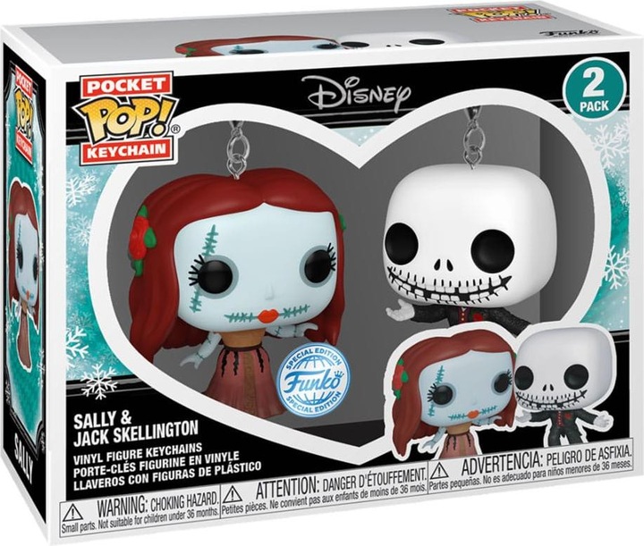 Actual product image Funko Nightmare before Christmas POP! vinyl keyring 2-pack Holiday Jack & Sally 4 cm