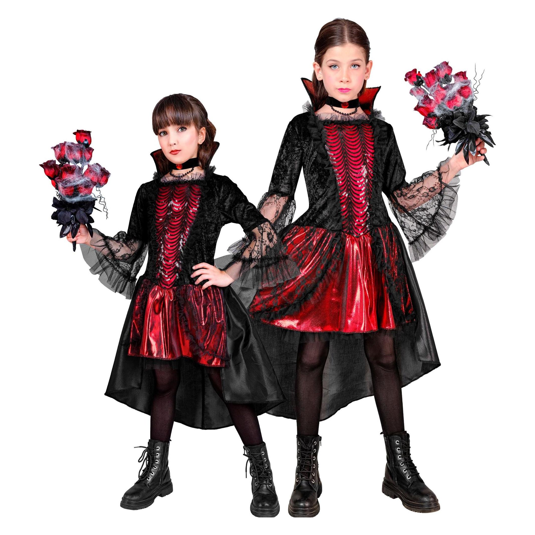 FORMIZON Costume Vampira Bambina, Abito Da Vampiro Reale Con Una Collana Deluxe Costume Di Halloween Bambini Vittoriano Vampiress Queen Dress Up Ragazze Vampire Costume Per Halloween Carnevale 0 7