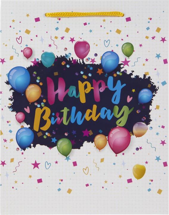 Produktbild Idena Geschenktasche Happy Birthday Ballons Kupferpapier 128g/m² 18x23x8cm (1x)