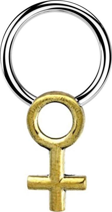 Produktbild Star Piercing Micro Closure Ring silber Gendersymbol Frau vergoldet (Messing, Chirurgenstahl 316L)