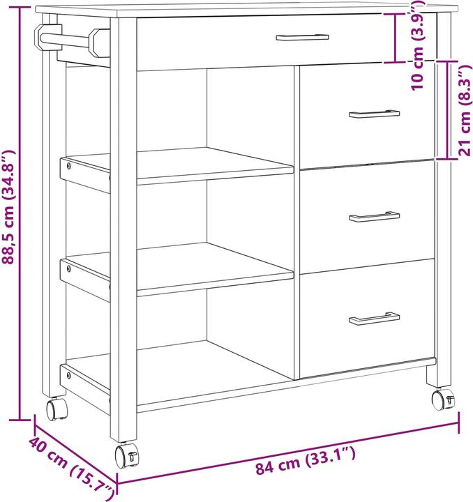 Image du produit vidaXL Küchentrolley