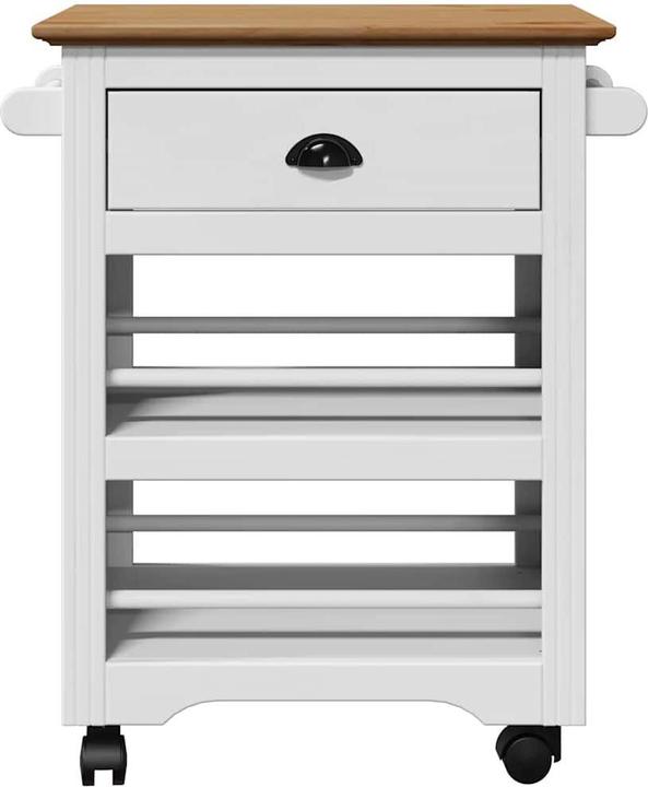 Actual product image vidaXL Kitchen trolley BODO White and brown 67.5x45x80 cm Side trolley Storage trolley