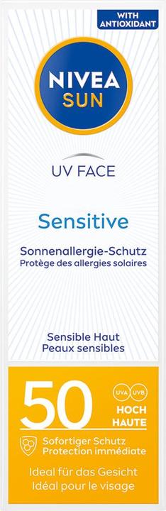 Actual product image NIVEA UV Face Sensitive (Sun cream face, SPF 50+, 40 ml)