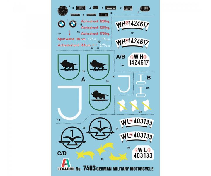 Actual product image Italeri BMW R75 German Mil.Motr w/Side Car