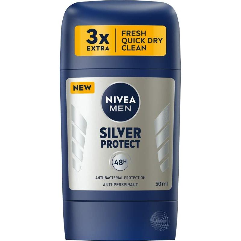 Nivea Uomo Argento Deodorante, Silver Protect Stick Antitraspirante 50Ml (Stick)