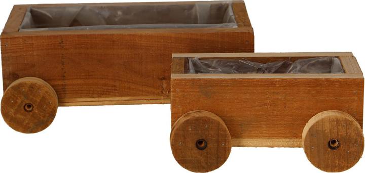 Produktbild Natura Punto 2er-Set Holz Pflanzentöpfe mit Rädern, 2 verschiedene Grössen (14 cm)