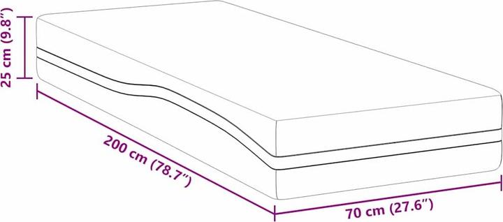 Produktbild vidaXL Memory-Schaum-Matratze (Schaumstoffkern, 70 x 200 cm)