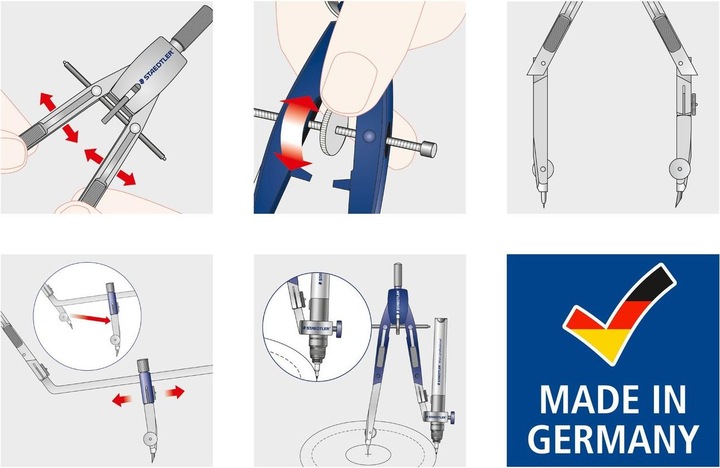 Actual product image Staedtler Quick adjustment compass center drive spindle, pen holder