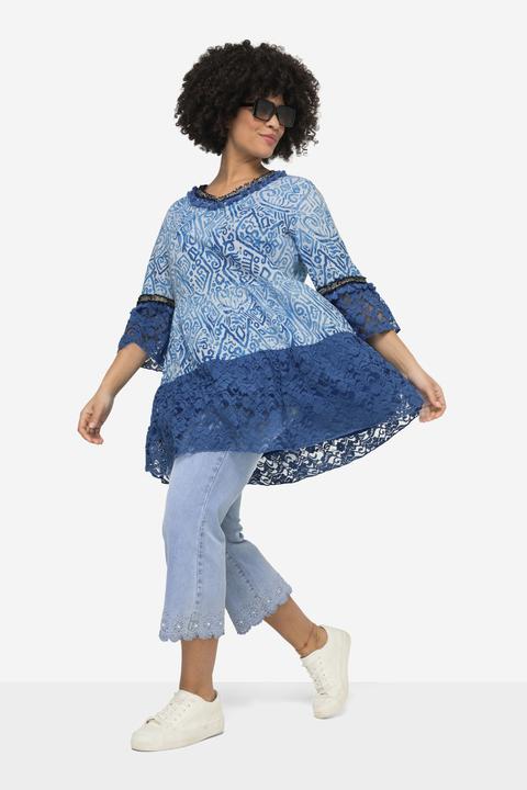Actual product image Angel of Style A-Line Voile Tunic with All-Over Print and Lace Frills (48)