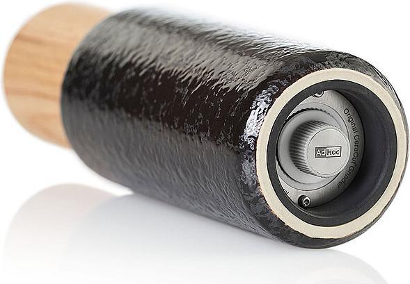 Productafbeelding AdHoc Yara peper/zoutmolen, zwart, CeraCut® keramische molen, keramiek/rood eikenhout, D: 6,2 cm, H: 18