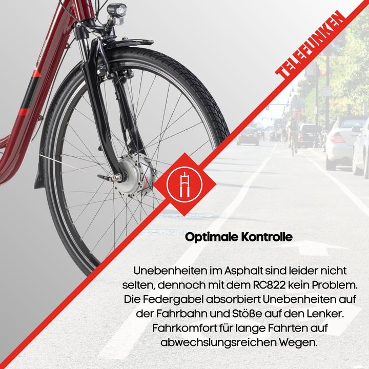 Actual product image Telefunken Multitalent RC822, City E-Bike, Motor power 250 W, Wheel size 28 ", Warranty 24 month(s), Red (48 cm)