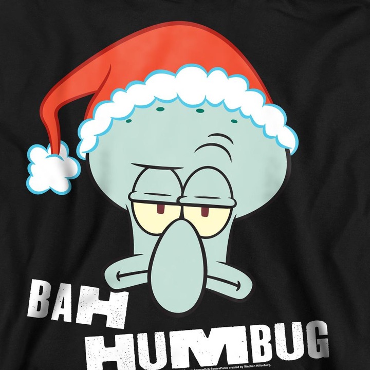 Actual product image Spongebob Squarepants Unisex Adult Bah Humbug Squidward Christmas Sweatshirt (XL)