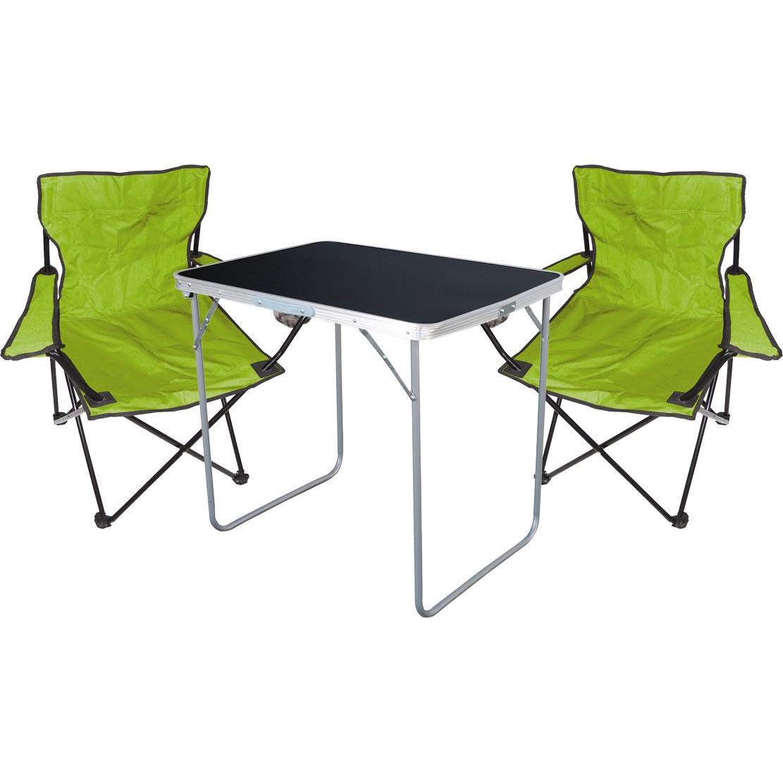 Thumbnail - Mojawo, Gartentisch + Balkontisch, 3tlg Camping Set Gartenmöbel Campingtisch + 2x Campingstuhl Klappstuhl (80 cm)