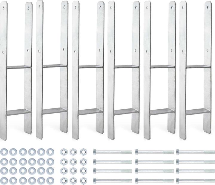 Wiltec XPOtool Pfostenträger 6St. feuerverzinkt 101x600mm H-Anker Pfostenanker Pfosten