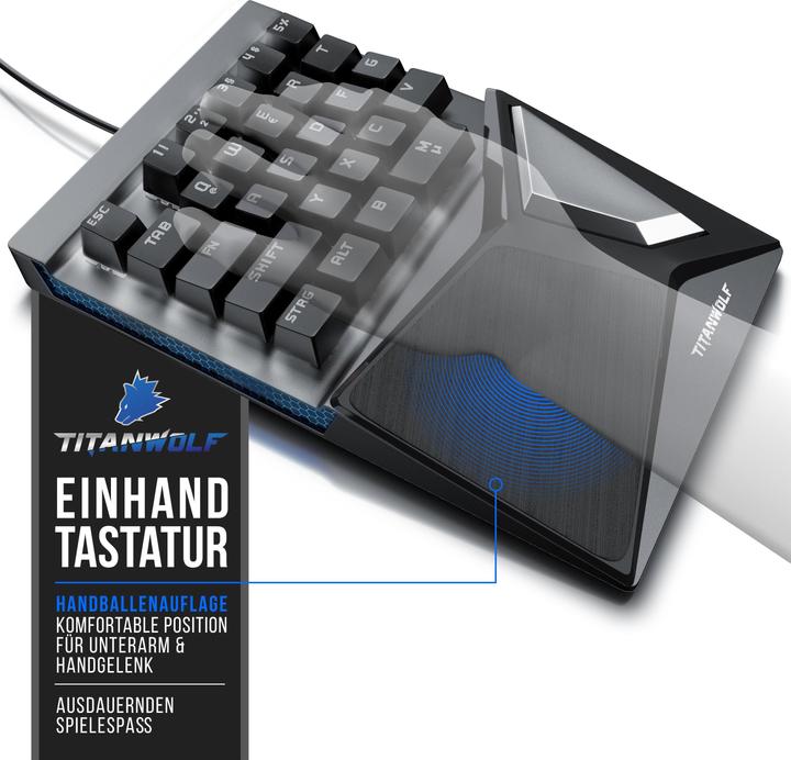 Actual product image Titanwolf Gaming keyboard, mechanical keypad keyboard with 28 keys, one-handed gaming keyboard (Germany, Cable)