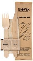 Image du produit Multi Pochette à couverts 5/1 avec couteau en bois/fourchette/serviette/sel/poivre, 250 pièces/krt