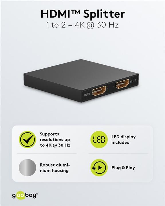 Image du produit Goobay Séparateur HDMI 1 vers 2 4K @ 30 Hz