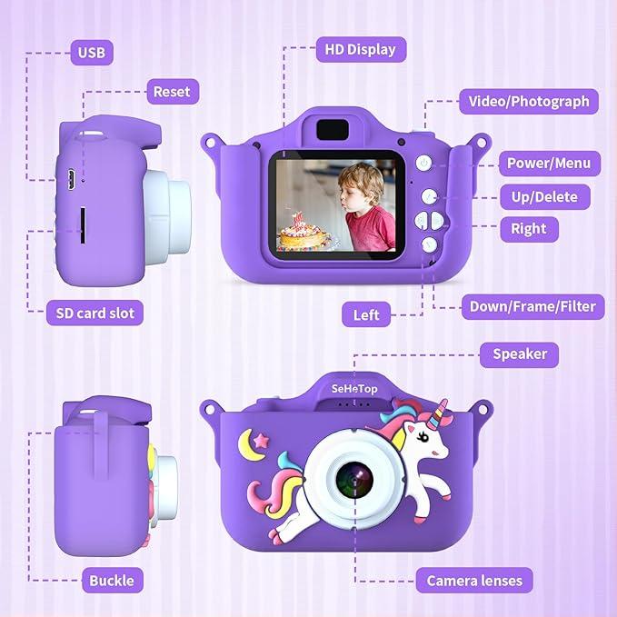 Image du produit Activity Board Jouet caméra numérique licorne, jouet caméra pour enfants, 1080P HD caméra pour enfants, mini