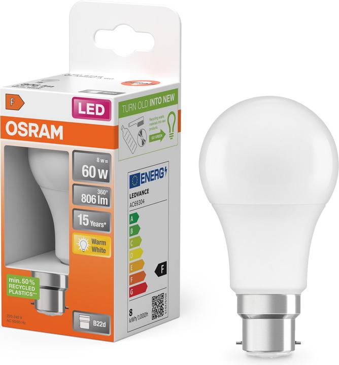 Image du produit Osram LEDSCLA60 8,5W/827 230VFR B22D 10X1OSRAM (B22d, 806 lm, 6 x)
