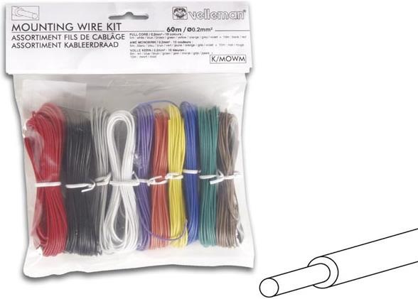 Immagine prodotto Velleman Set di cavi - 10 colori - 60M - Nucleo solido (60 m)