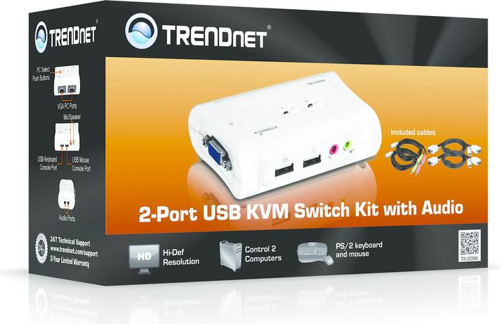 Actual product image Trendnet TK-209K 2-way USB KVM switch kit with audio
