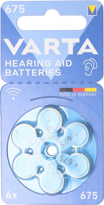 Immagine prodotto Varta Batterie per apparecchi acustici tipo 675 1,45V (confezione da 6) (6 pz., 675, 640 mAh)