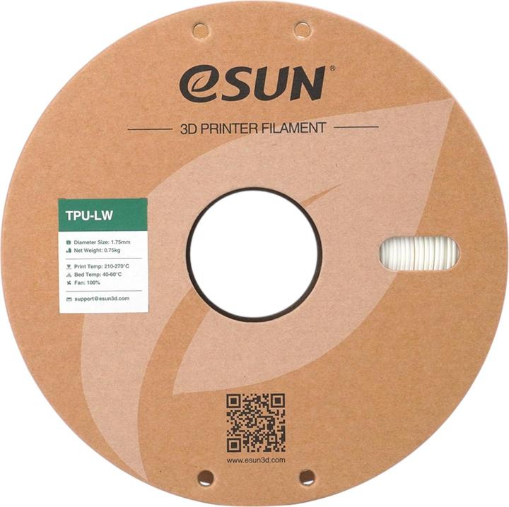 Image du produit eSUN TPU-LW Weiss Leichtes TPU Filament 1.75mm 750g (TPU, 1.75 mm, 750 g, Blanc)