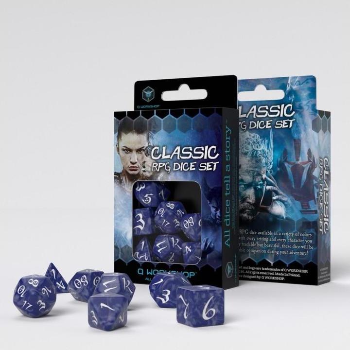 Image du produit Q Workshop SCLE85 - Classic RPG cobalt & blanc, jeu de dés (7 pièces)