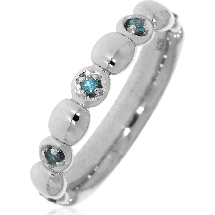 Thumbnail - Xen, Ring, Ring mit 5 Blautopase ca. 0,10 ct. rhodiniert, (58, 925 Silber)