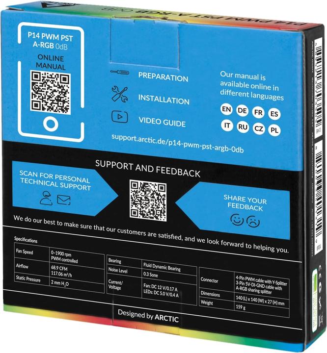 Produktbild Arctic P14 PWM PST A-RGB (140 mm, 1 x)