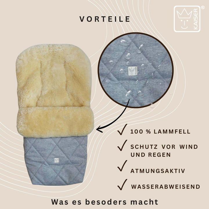 Actual product image Kaiser Baby Kaiser Lammfell Fusssack Coosy, light grey melange