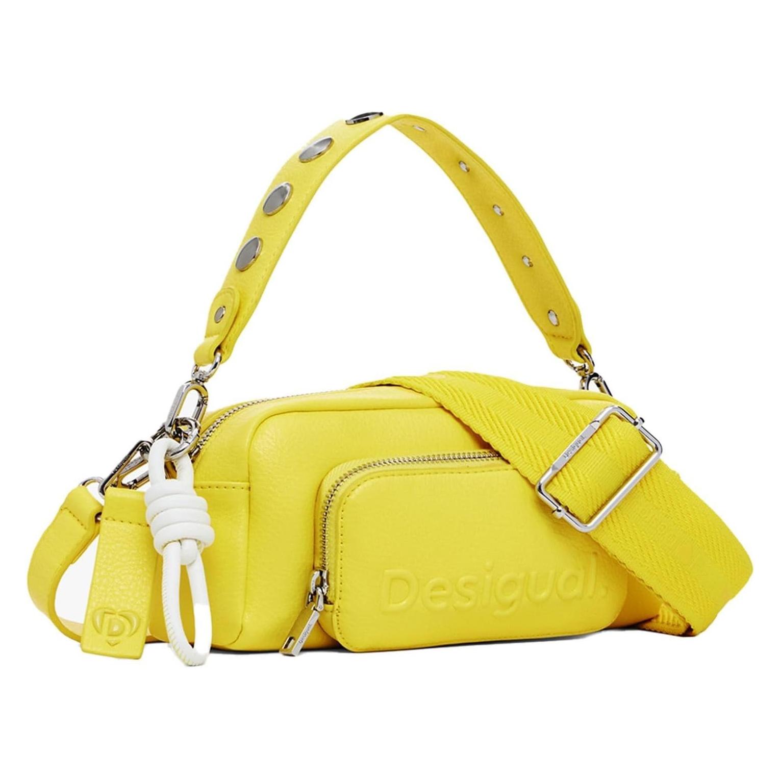 Desigual, Damen, Handtasche, Half Logo Prad Crossbody Bag, Gelb
