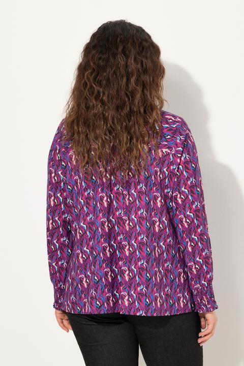Produktbild Ulla Popken Bluse, Smok-Details, A-Linie, Stehkragen, Langarm (42, 44)