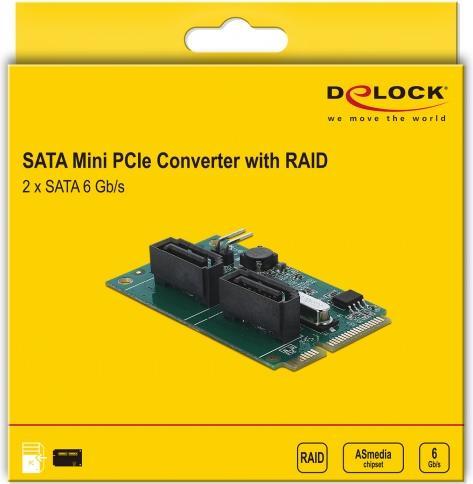 Image du produit Delock Convertisseur Mini PCIe vers 2 x SATA avec RAID