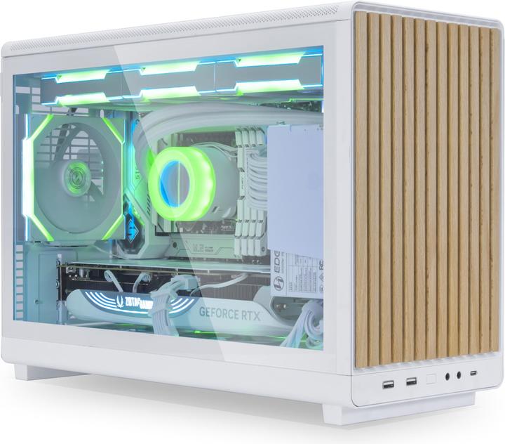 Produktbild Lian-Li DAN Cases A3-mATX Wood Edition PC-Gehäuse, Tempered Glass, Micro-ATX - Buche, weiss (mATX)