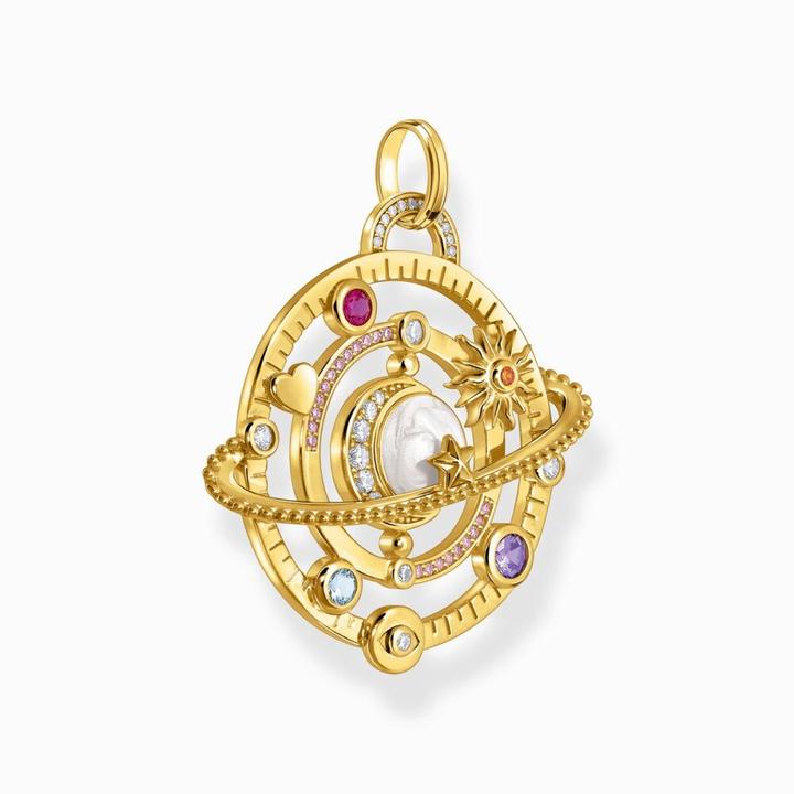 Immagine prodotto Thomas Sabo Ciondolo con anello planetario e pietre colorate placcato oro (Smalto, Argento 925)