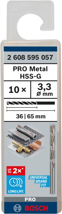 Immagine prodotto Bosch Professional Zubehör Trapano PRO Metal HSS-G, 3,3 x 36 x 65 mm (3,3 mm)