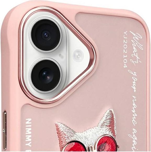 Actual product image Nimmy case iPhone 16 6.1" pink Glasses Cool Cat (Apple iPhone 16)
