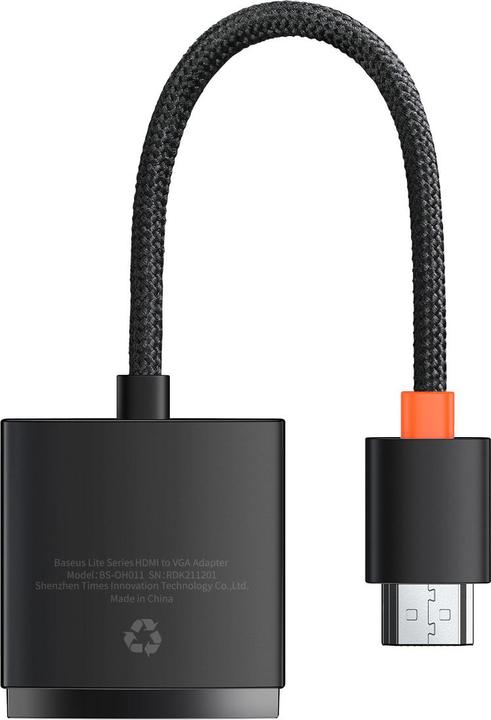 Image du produit Baseus Lite Series Adaptateur HDMI vers VGA sans audio (noir) (HDMI, 22 cm)
