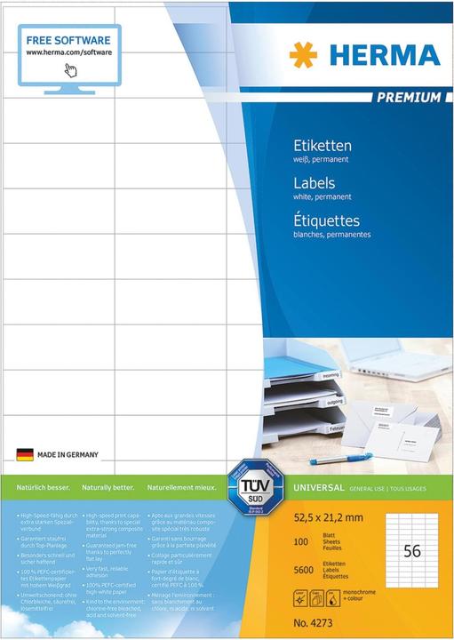 Produktbild HERMA Universal Etiketten A4
