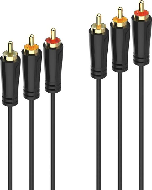 Produktbild Hama Audio-/Video-Kabel, 3 Cinch-Stecker - 3 Cinch-Stecker, vergoldet, 1,5 m (1.50 m, Cinch Kabel)
