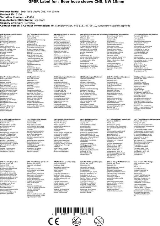 Immagine prodotto Ich-zapfe Bierschlauchtülle Gebogen CNS, NW 10mm