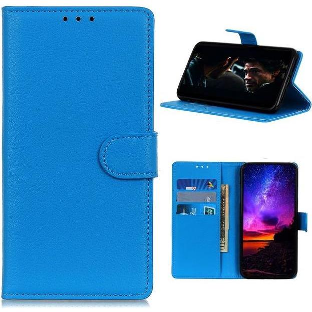 Thumbnail - MU Classic Litchi Leder Bookcover Series (Nokia 3.4), Smartphone Hülle, Blau