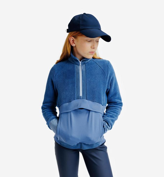 Fouganza Reit-Sweatshirt 1/2-Zip Kinder blau