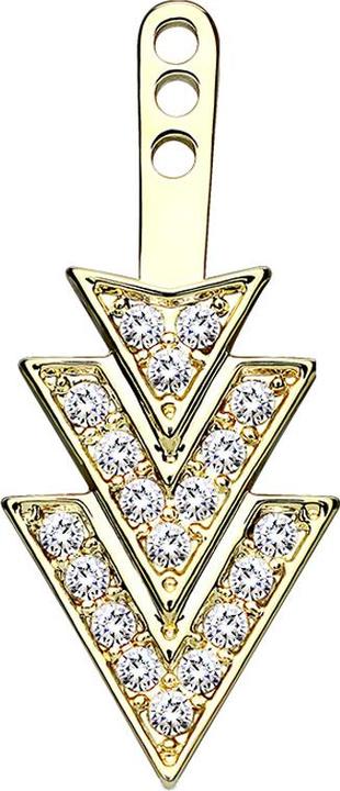 Image du produit Star Piercing Boucles d'oreilles Ear Jacket plaqué or avec trois triangles de cristal (Laiton)